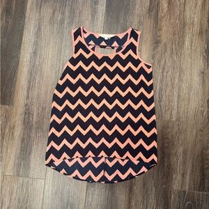 Pink Rose Coral and Navy Geometric Top